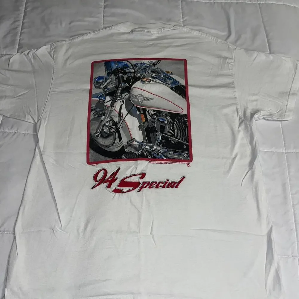 Vintage 1996 Harley Davidson Lee Tag 94 Special Men’s Large White Graphic TShirt